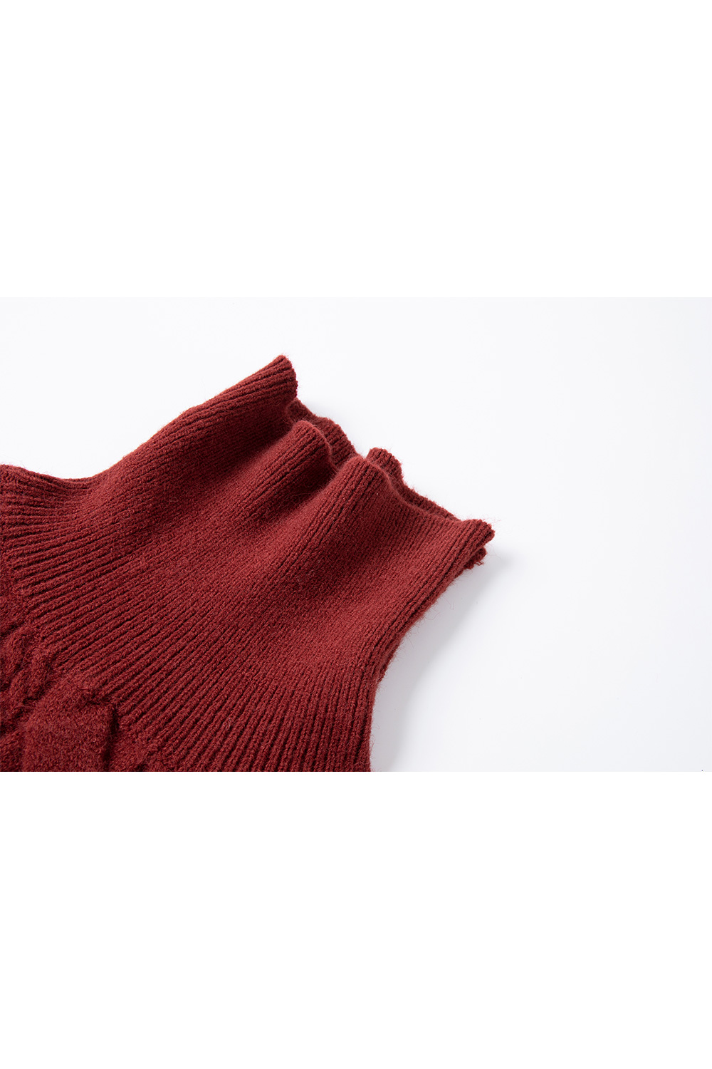 High neck cable design knitted sweater-VIMLYSTORE