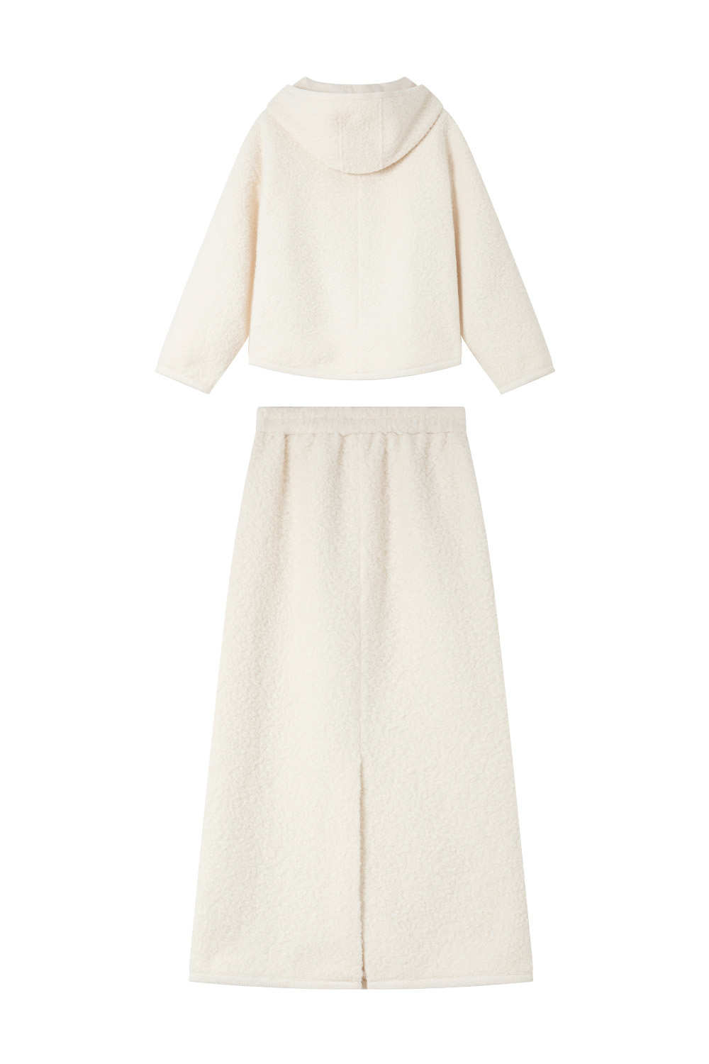 Pure-White Furry Hooded Set