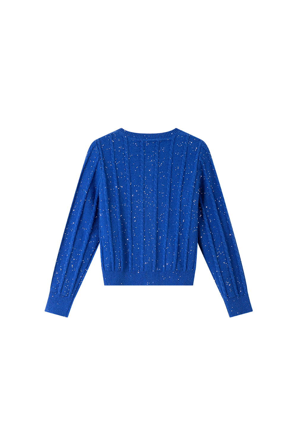 Sequin-Embellished Cable-Knit Cardigan-VIMLYSTORE