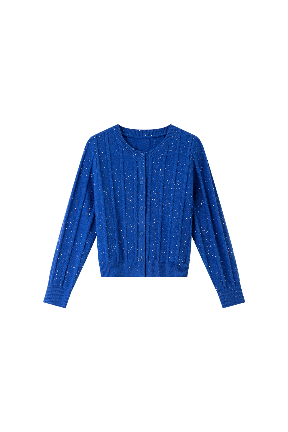 Sequin-Embellished Cable-Knit Cardigan-VIMLYSTORE
