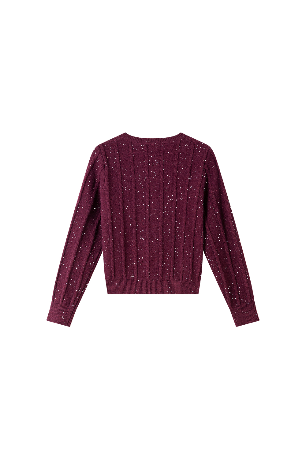 Sequin-Embellished Cable-Knit Cardigan-VIMLYSTORE