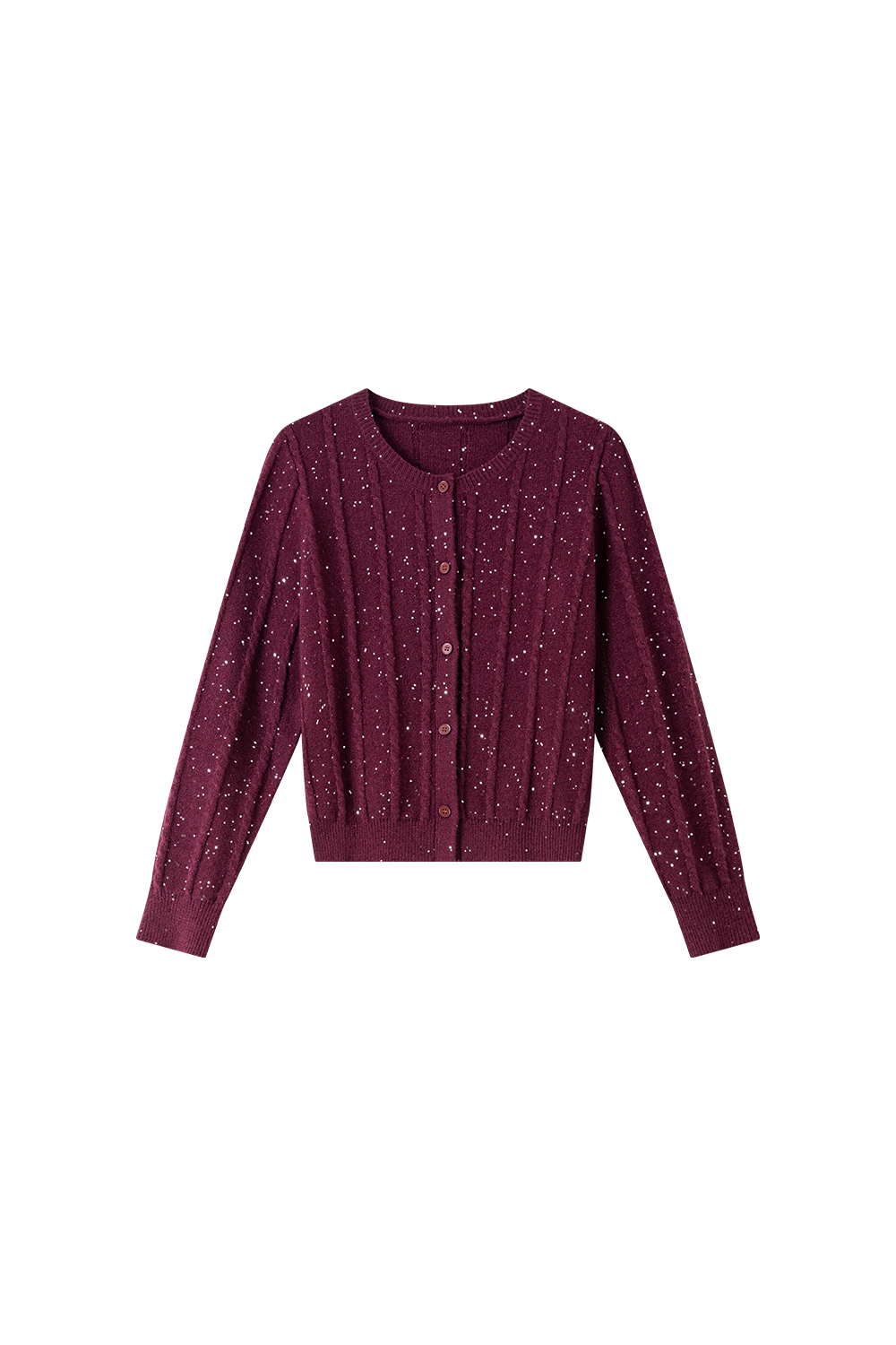 Sequin-Embellished Cable-Knit Cardigan-VIMLYSTORE