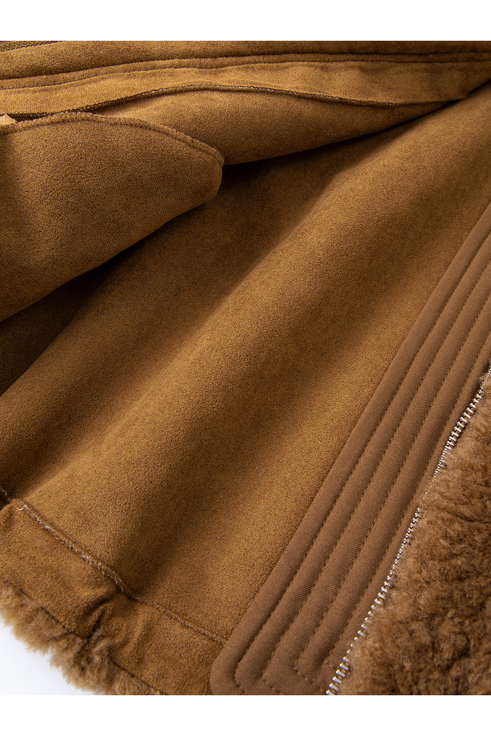 Camel retro stand - collar short - style plush coat