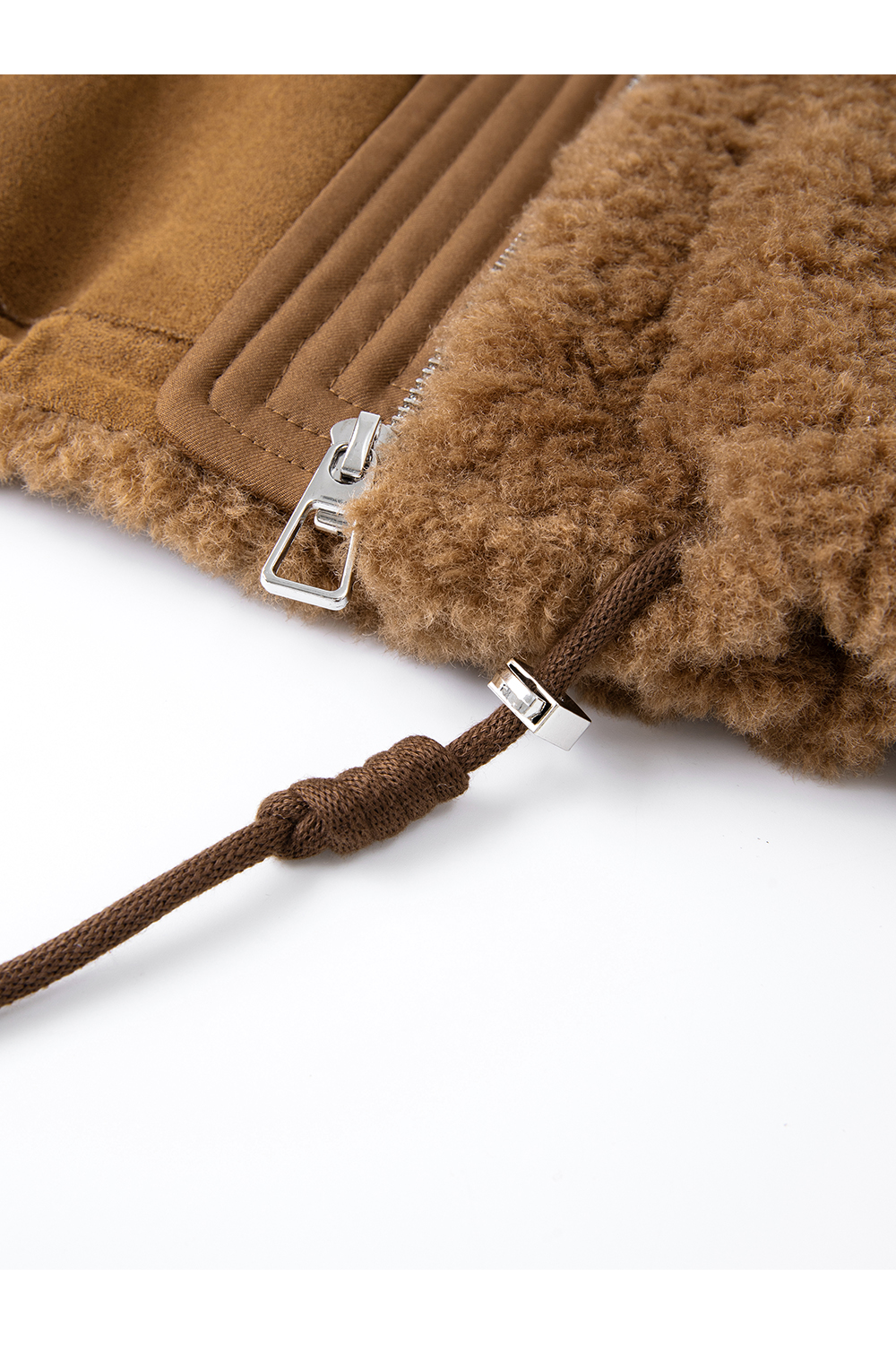 Camel retro stand - collar short - style plush coat