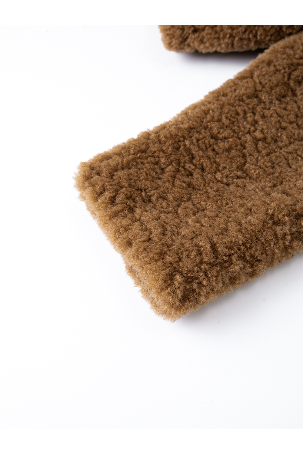 Camel retro stand - collar short - style plush coat