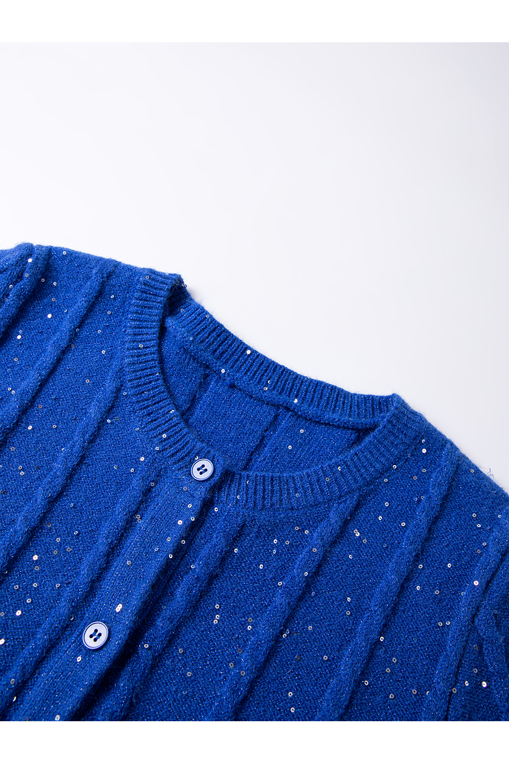 Sequin-Embellished Cable-Knit Cardigan-VIMLYSTORE