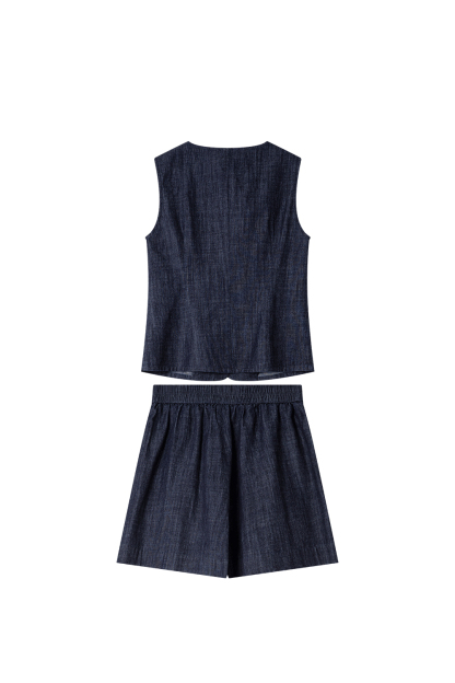 Old Money Style Pure Cotton Denim Suit