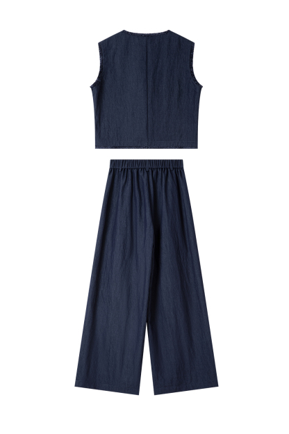 Raw-Edged Vest Straight Suit