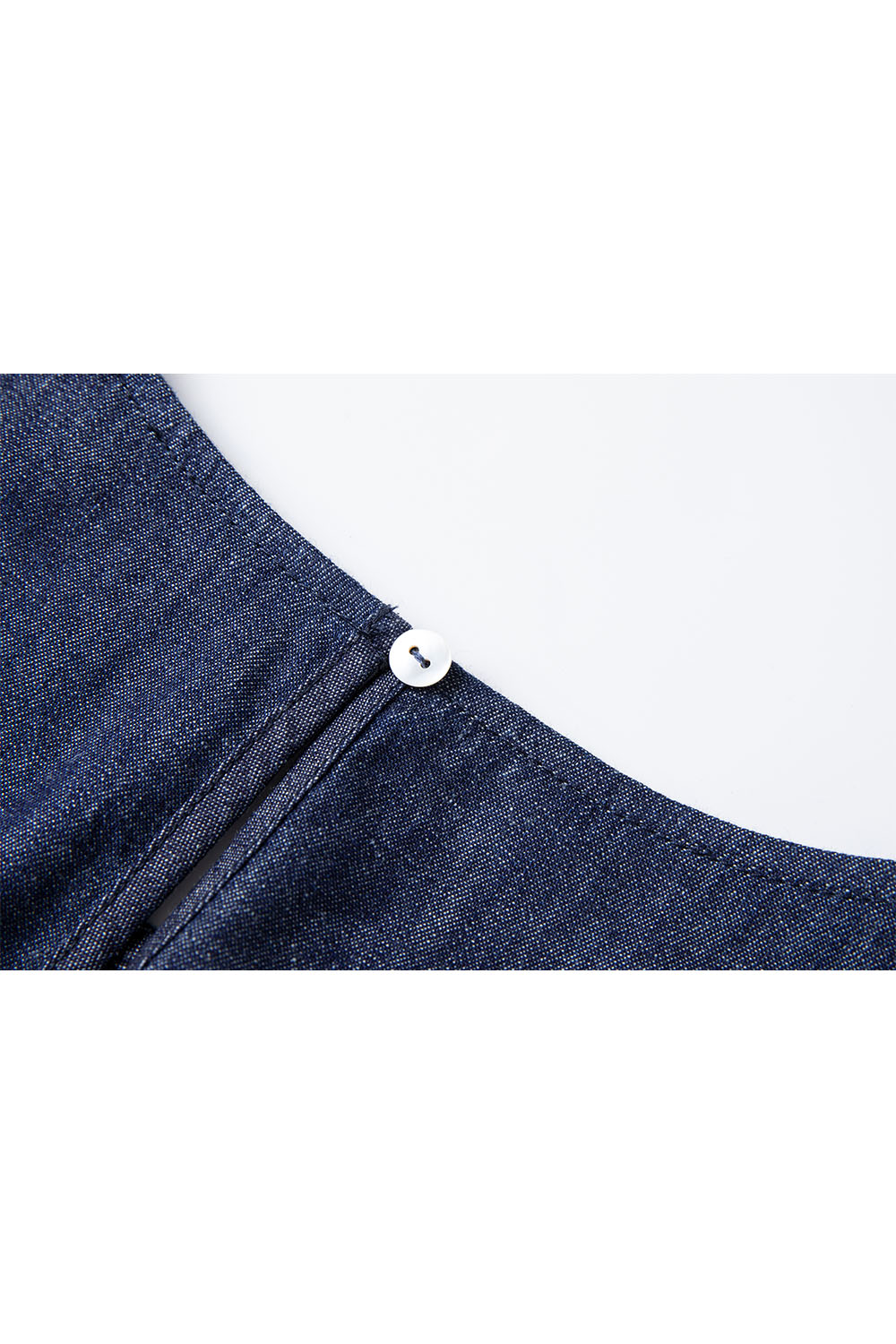 Cotton And Linen Blend Denim Dress-VIMLYSTORE