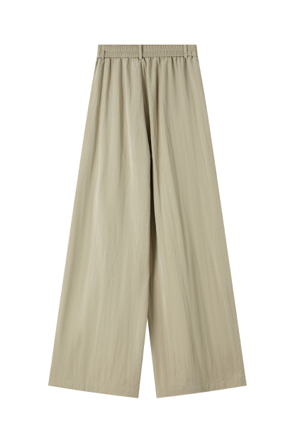 Woven Mid-Waist Casual Wide-Leg Pants