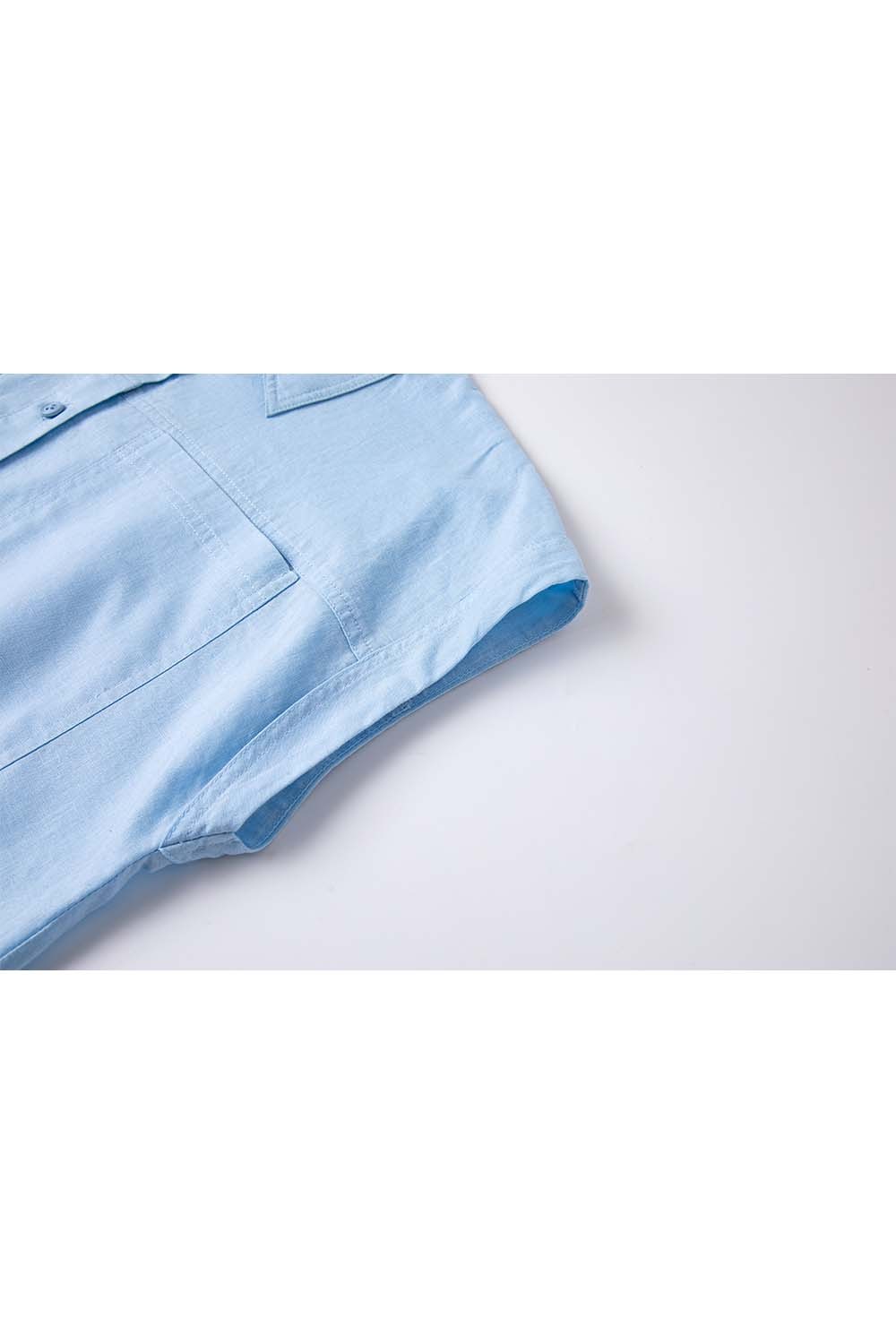 Cotton And Linen Blend Straight Shirt