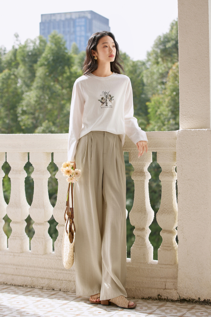 High-Waist Relaxed Wide-Leg Pants with Slimming Drape-VIMLYSTORE