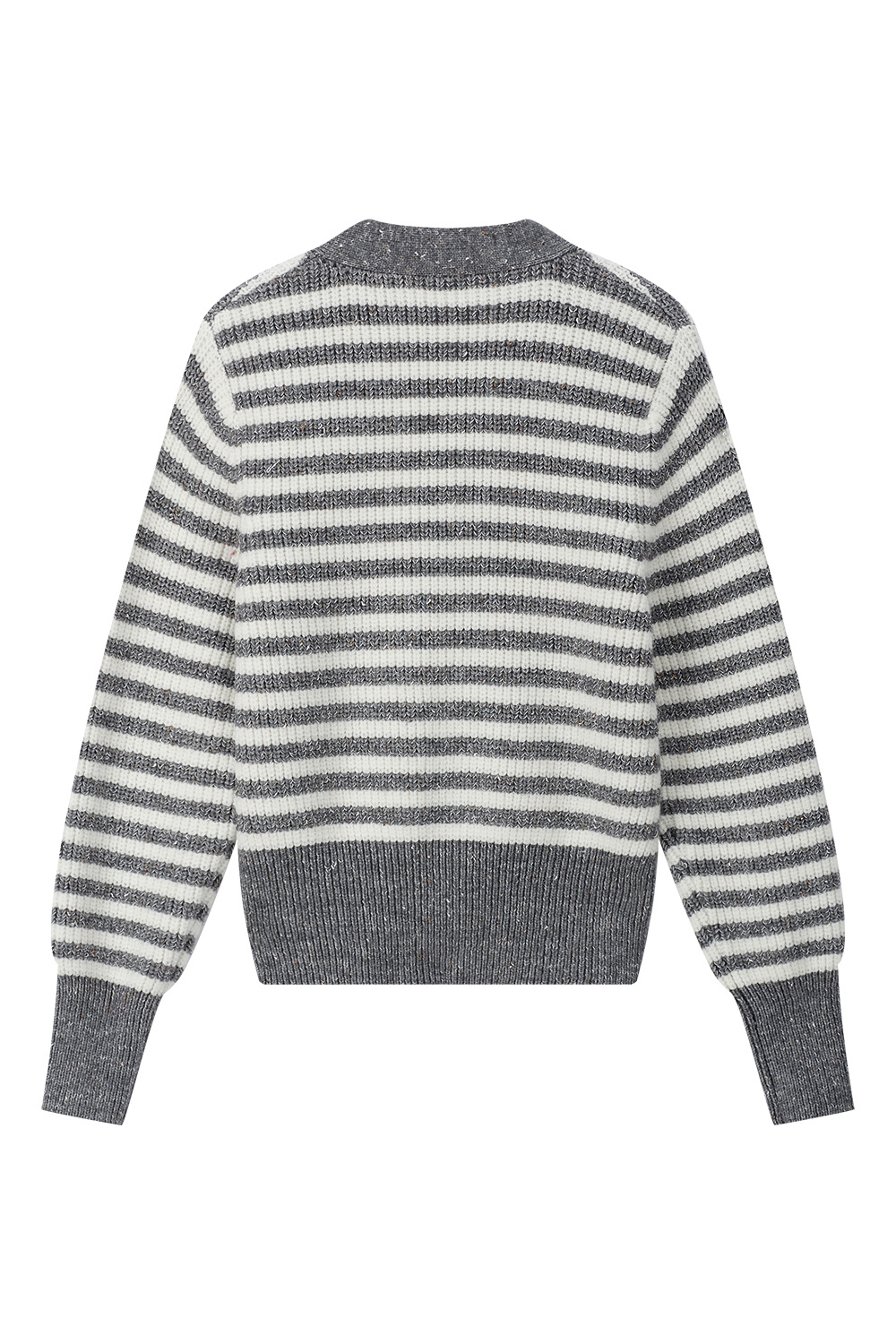 V-neck striped knitted cardigan