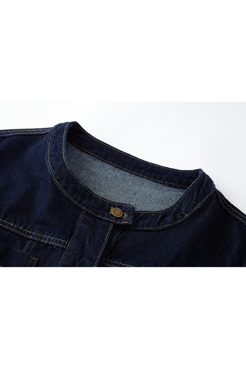 Round Neck Denim Short Jacket