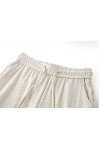 Solid Color Drawstring Wide Leg Pants