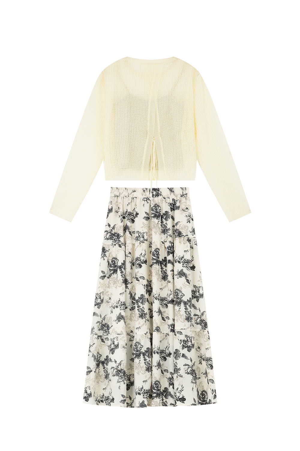 Elegant Casual Floral Skirt Suit