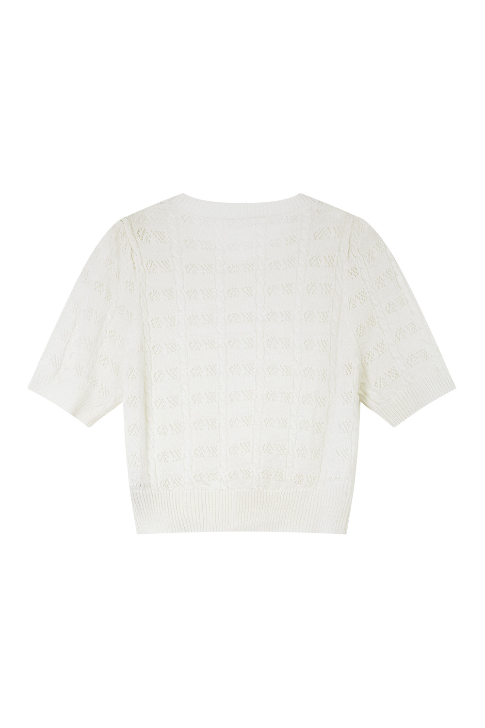 French Hollow Solid Color Knit Sweater
