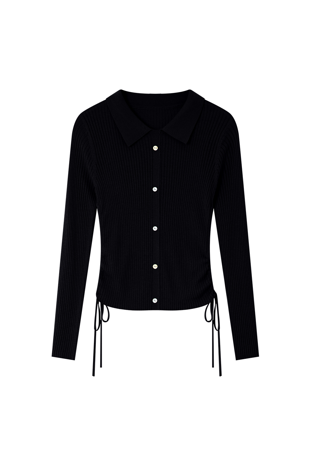Polo Collar Textured Knitted Sweater
