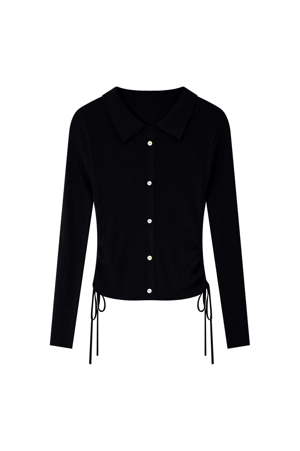 Polo Collar Textured Knitted Sweater