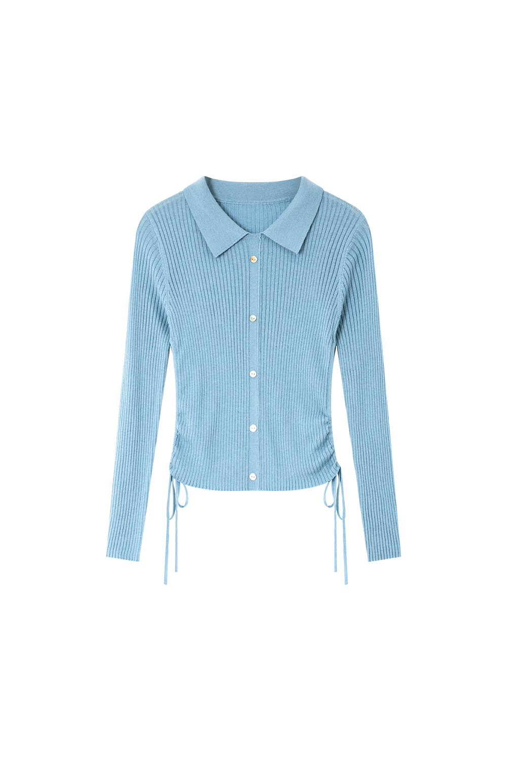 Polo Collar Textured Knitted Sweater