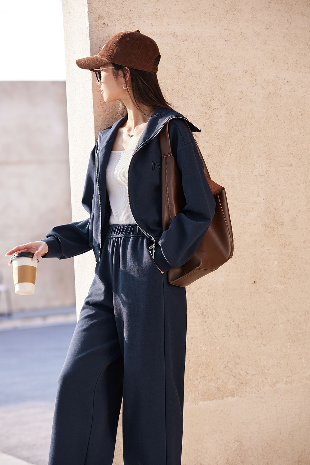 Navy Breton-Stripe Peplum Top & Wide-Leg Pants Set-VIMLYSTORE