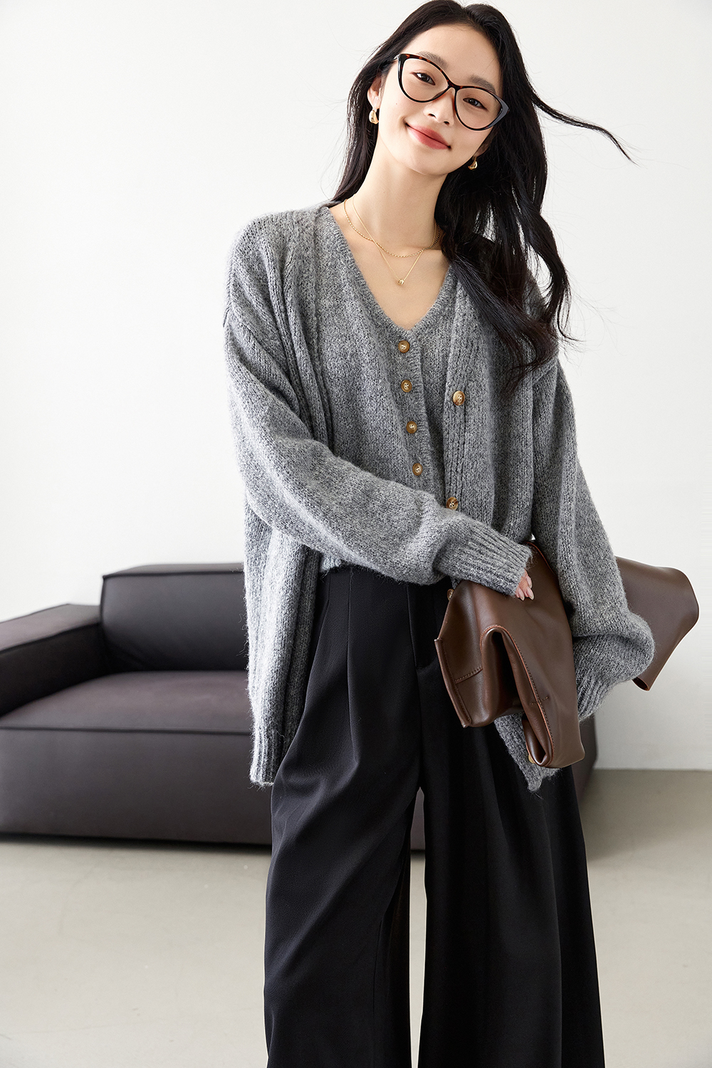 Wool Blend Knitted Top Two-Piece Set-VIMLYSTORE