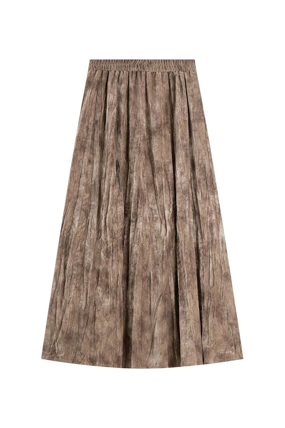 Wrinkled Velvet High-Waisted Midi Skirt-VIMLYSTORE