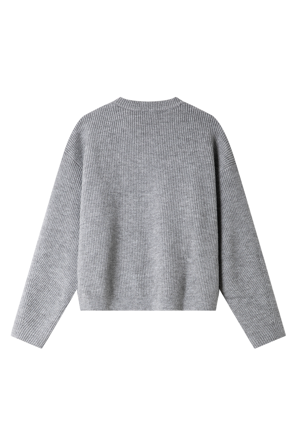 Minimalist gray round neck knitted sweater-VIMLYSTORE