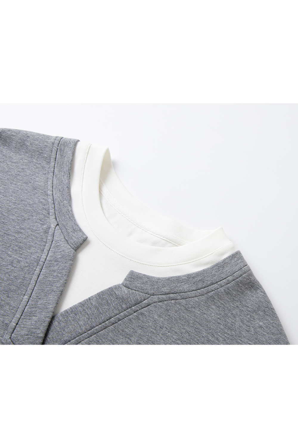 Contrast Color Fake Two-Piece Cotton Sweatshirt-VIMLYSTORE