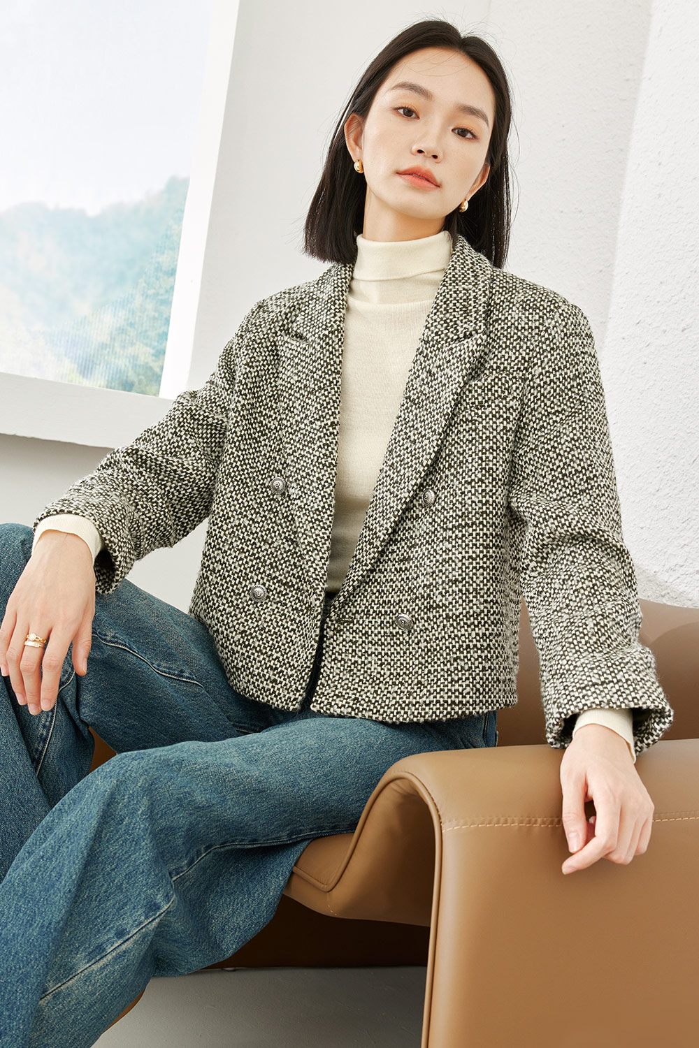 Wool Blend Short Blazer