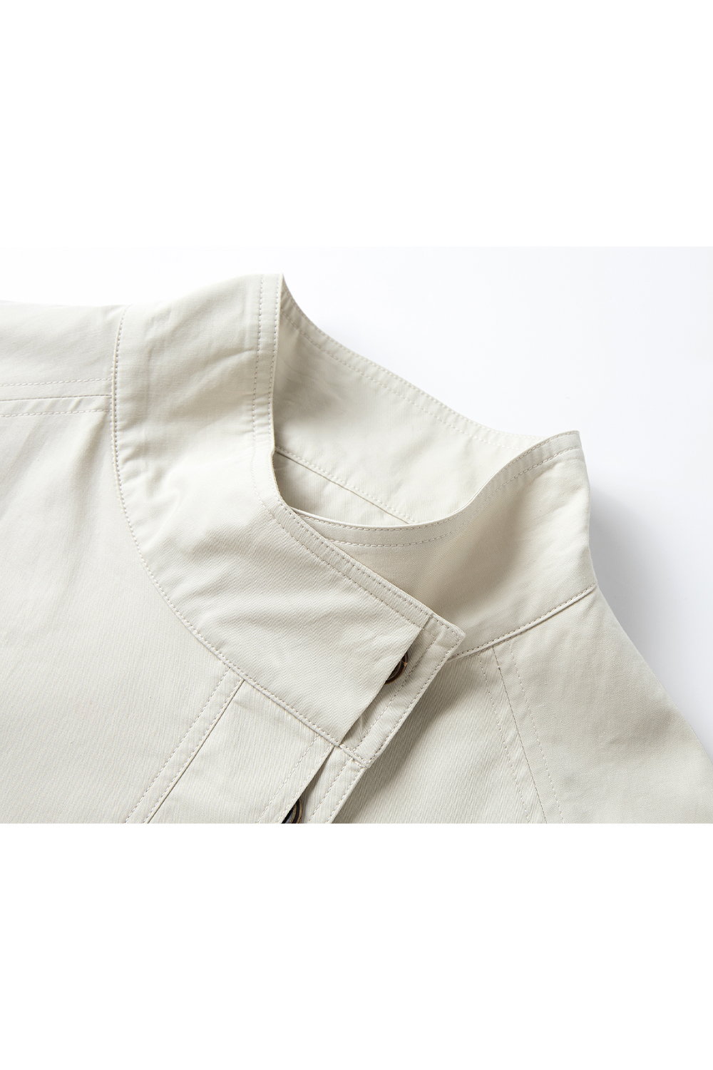 Stand-Up Collar Buttoned Trench Coat-VIMLYSTORE