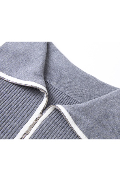 Minimal Contrast Color Knit Cardigan