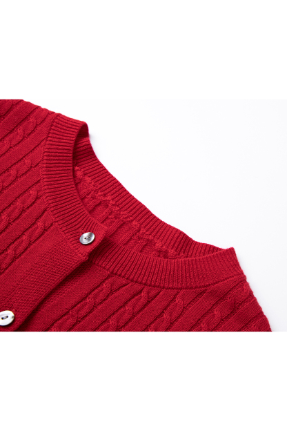 Red Wide-striped Knitted Cardigan