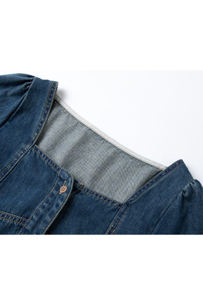 Retro Denim Lace-Up Dress