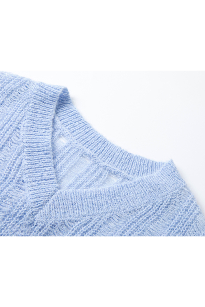 V-Neck Mesh Sweater