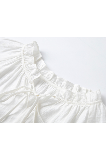 White Tassel Collar Shirt