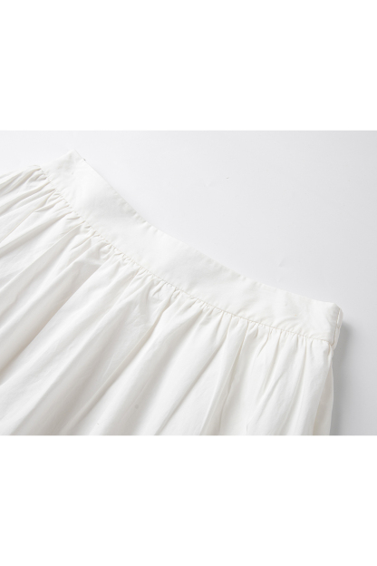 Lace-Edged White Long Skirt