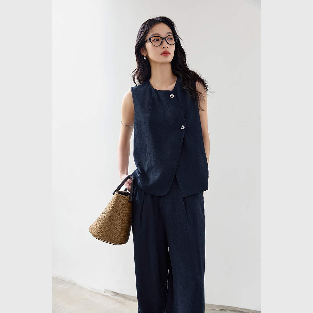 Linen Blended Vest Suit