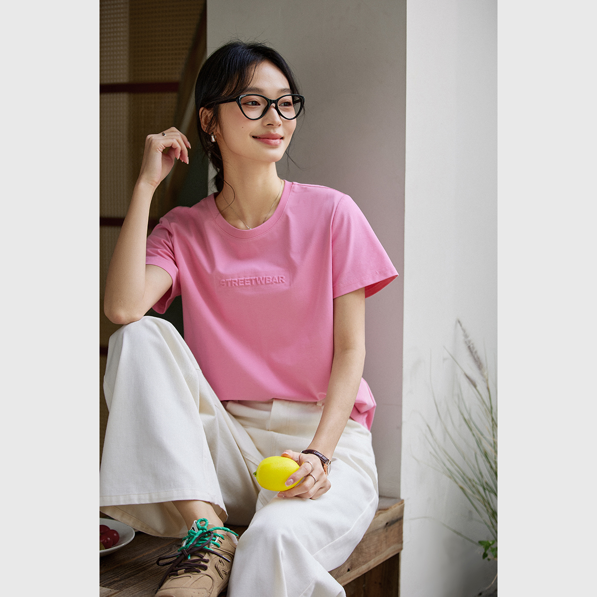 Letter Embossed T-Shirt