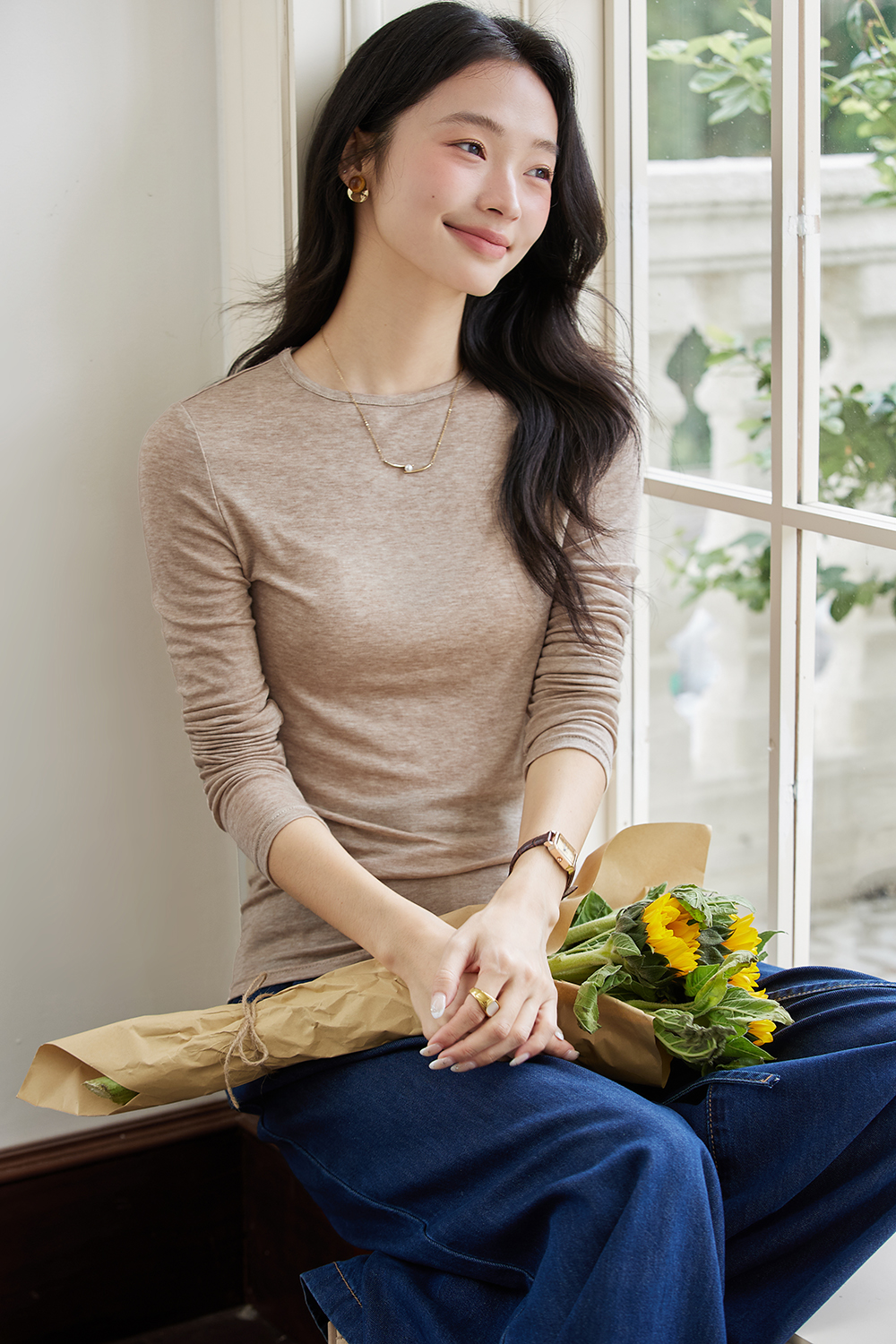 Dopamine Dressing Slim-Fit Long-Sleeve Tee-VIMLYSTORE