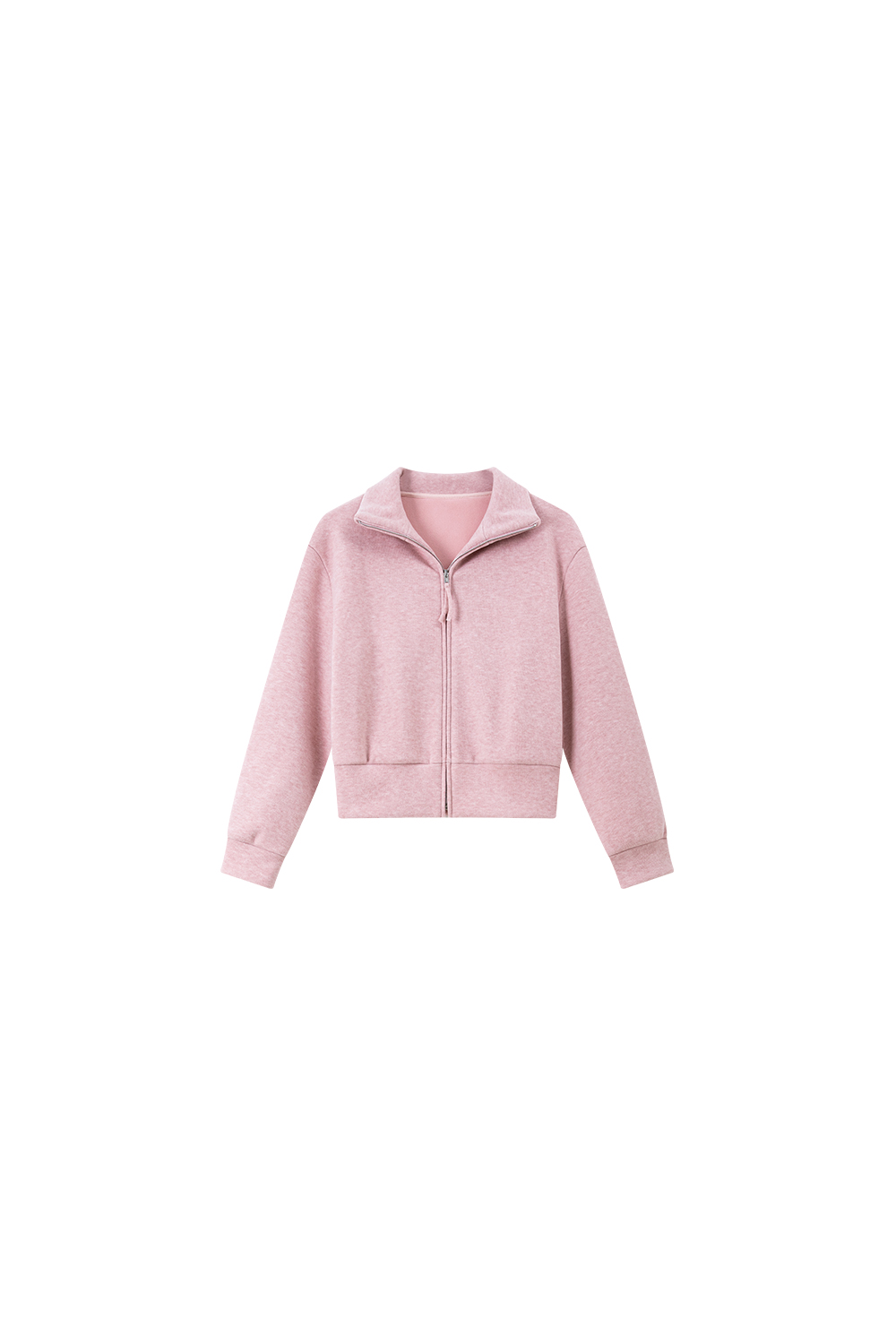 Pink stand collar zipper tracksuit