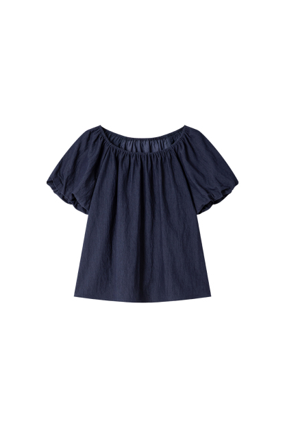 Simple-Chic Puff-Sleeve Top with High-Waist Wide-Leg Pants Set