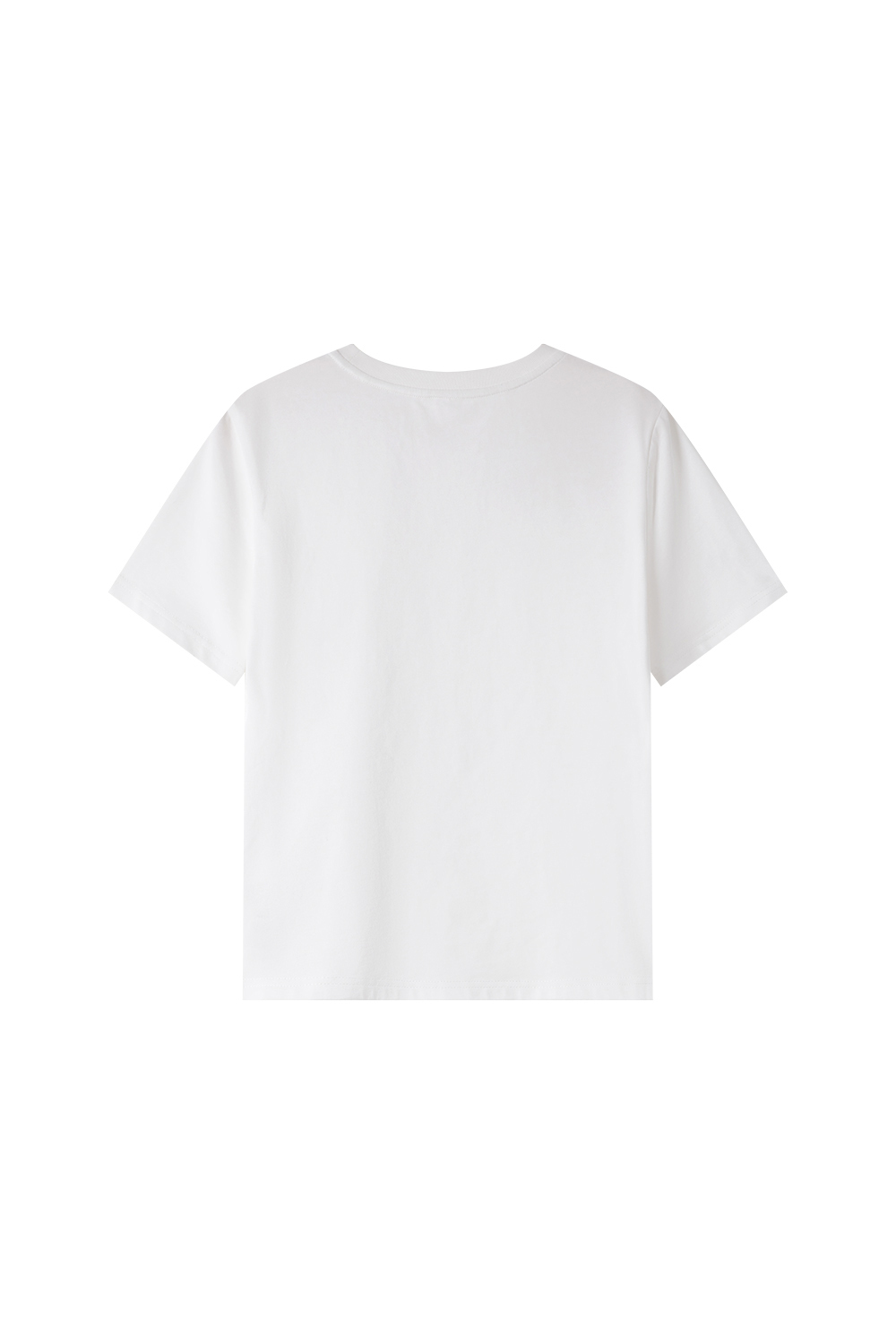 Cotton Round Neck Short-Sleeve Tee with Butterfly Cut-Out Embroidery-VIMLYSTORE