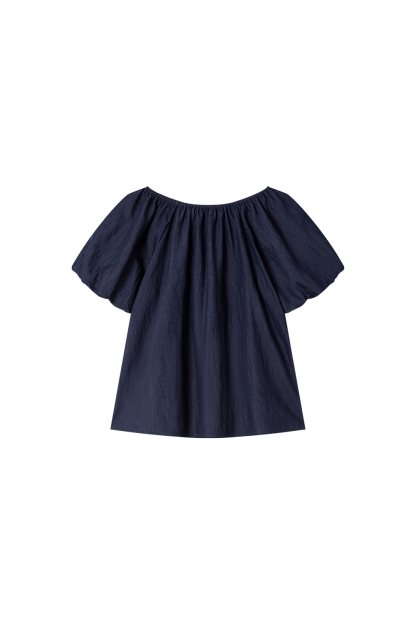 Simple-Chic Puff-Sleeve Top with High-Waist Wide-Leg Pants Set