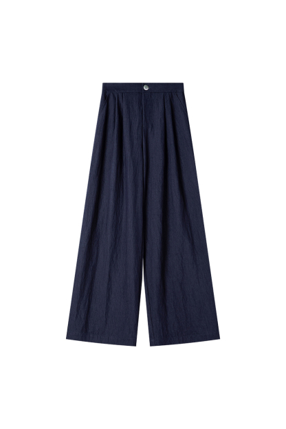 Simple-Chic Puff-Sleeve Top with High-Waist Wide-Leg Pants Set