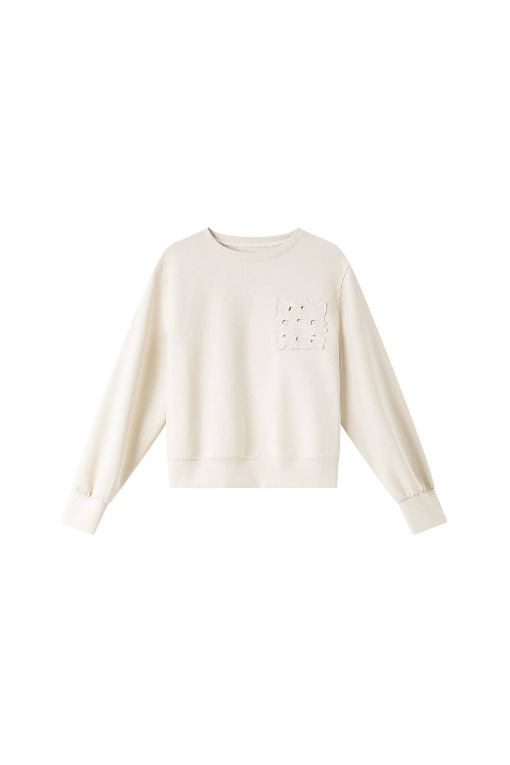 Hollow embroidered round neck tops and trousers-VIMLYSTORE