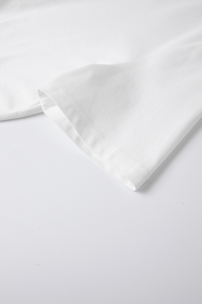 Cotton Round Neck Short-Sleeve Tee with Butterfly Cut-Out Embroidery-VIMLYSTORE