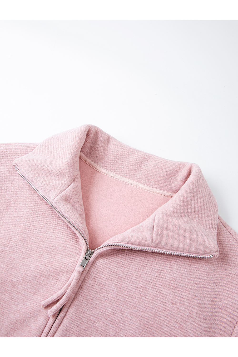 Pink stand collar zipper tracksuit
