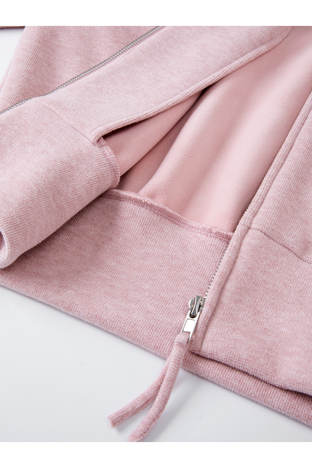 Pink stand collar zipper tracksuit