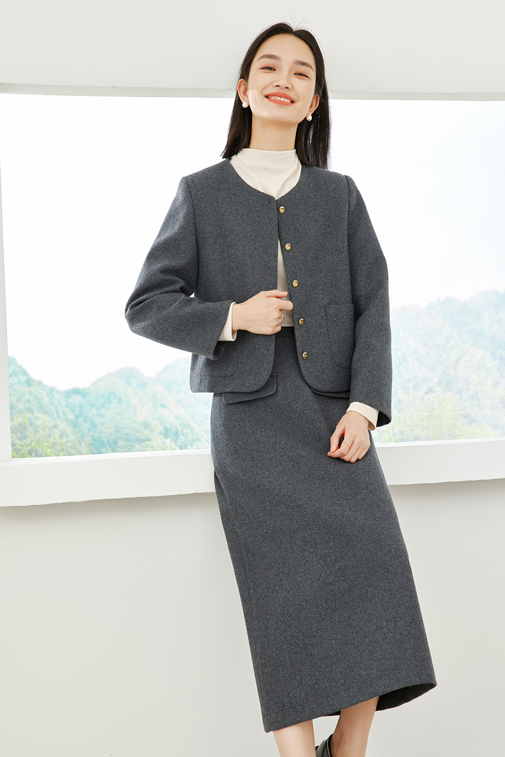 Tucked Cotton Elegant Two Piece Set